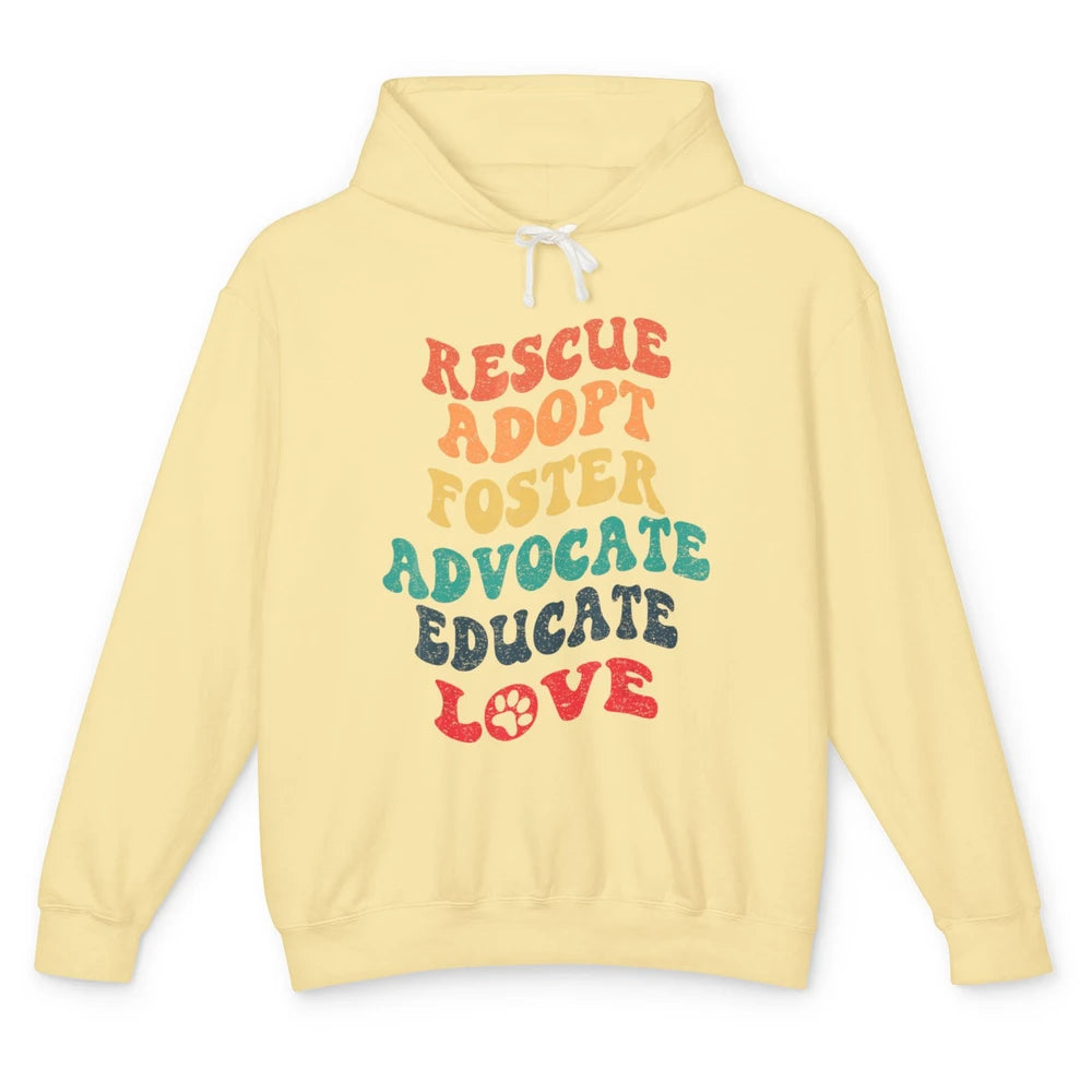 Groovy Rescue Dog Cat Animal Pet Shelter Adopt Advocate Love Unisex Lightweight Hoodie