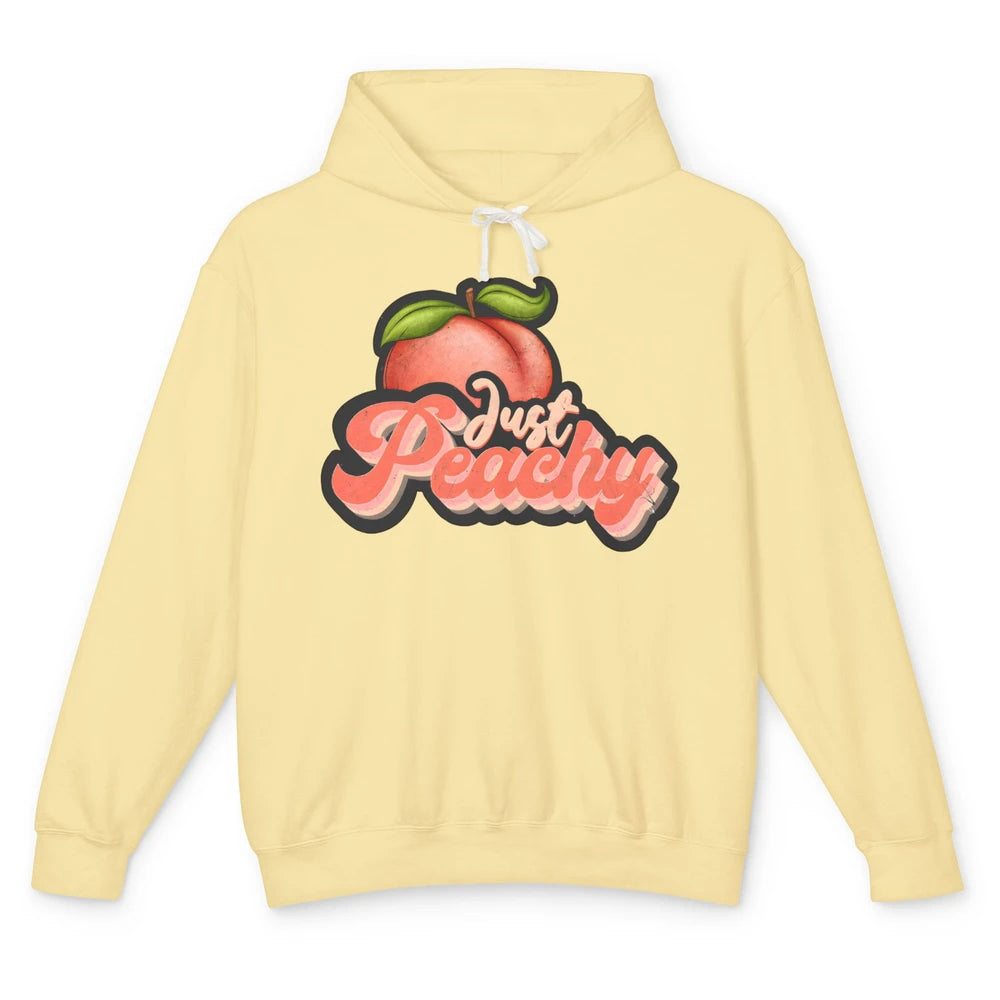 Funny Retro Just Peachy 70s Positive Peaches Summer Fruit Unisex Lightweight Hoodie