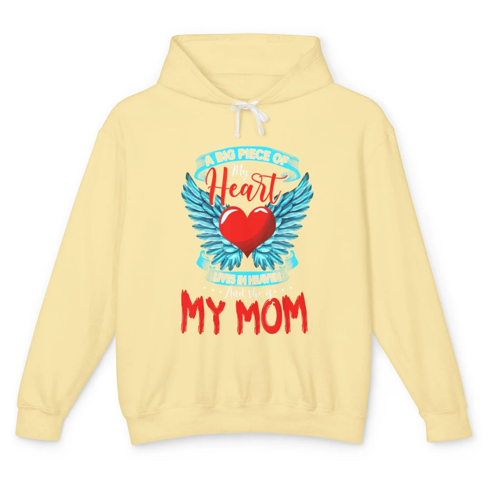 A Big Piece Of My Heart Mom In Heaven Angel Wings Guardian Unisex Lightweight Hoodie