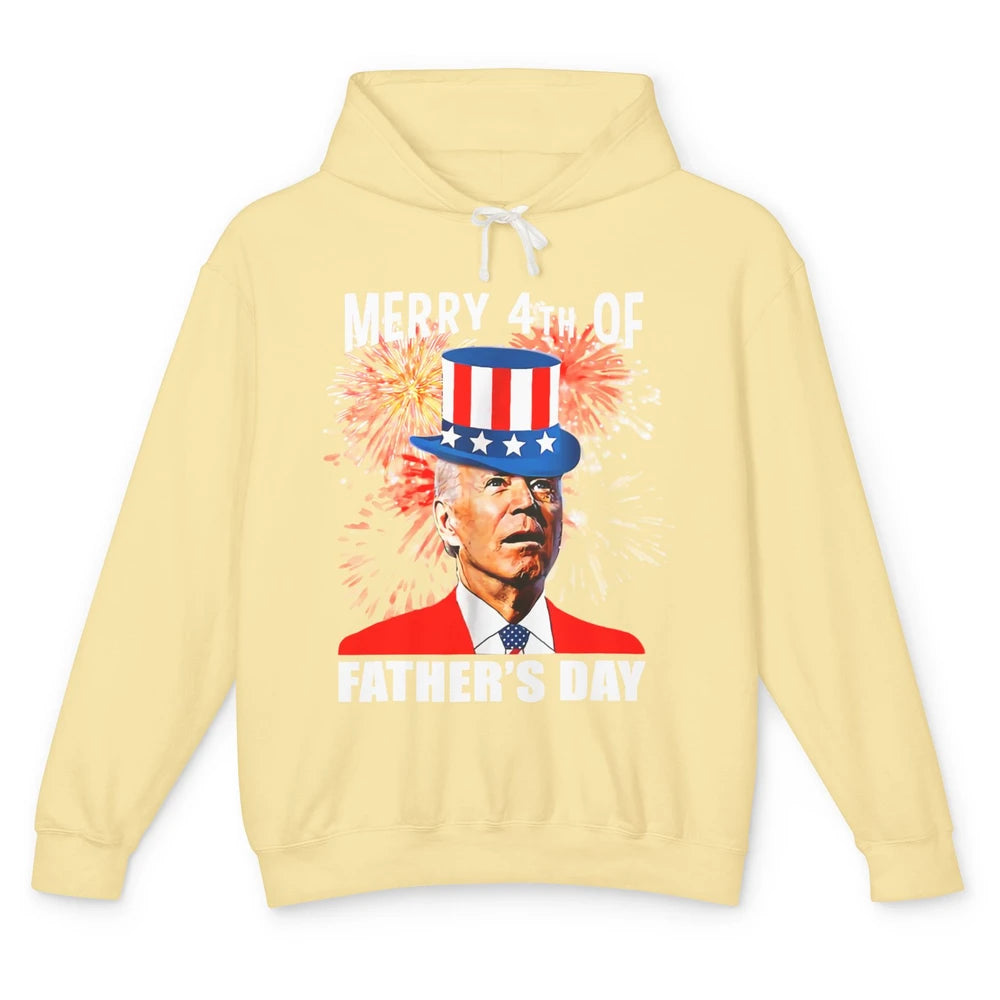 Funny Joe Biden Merry 4th Of Father's Day Fireworks Anti Joe Unisex Lightweight Hoodie