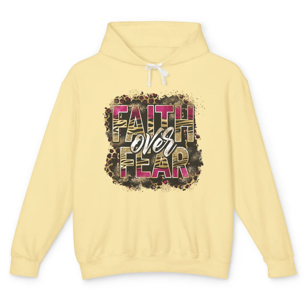 Leopard Faith Over Fear Christian Jesus Christ God Bible Unisex Lightweight Hoodie