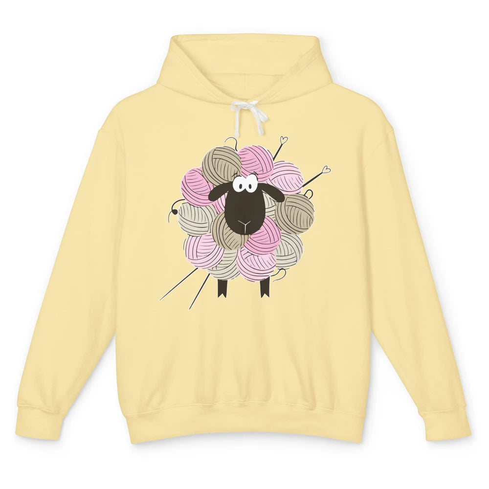 Funny Sheep Wool Yarning Crocheting Lady Knitting Lovers Unisex Lightweight Hoodie