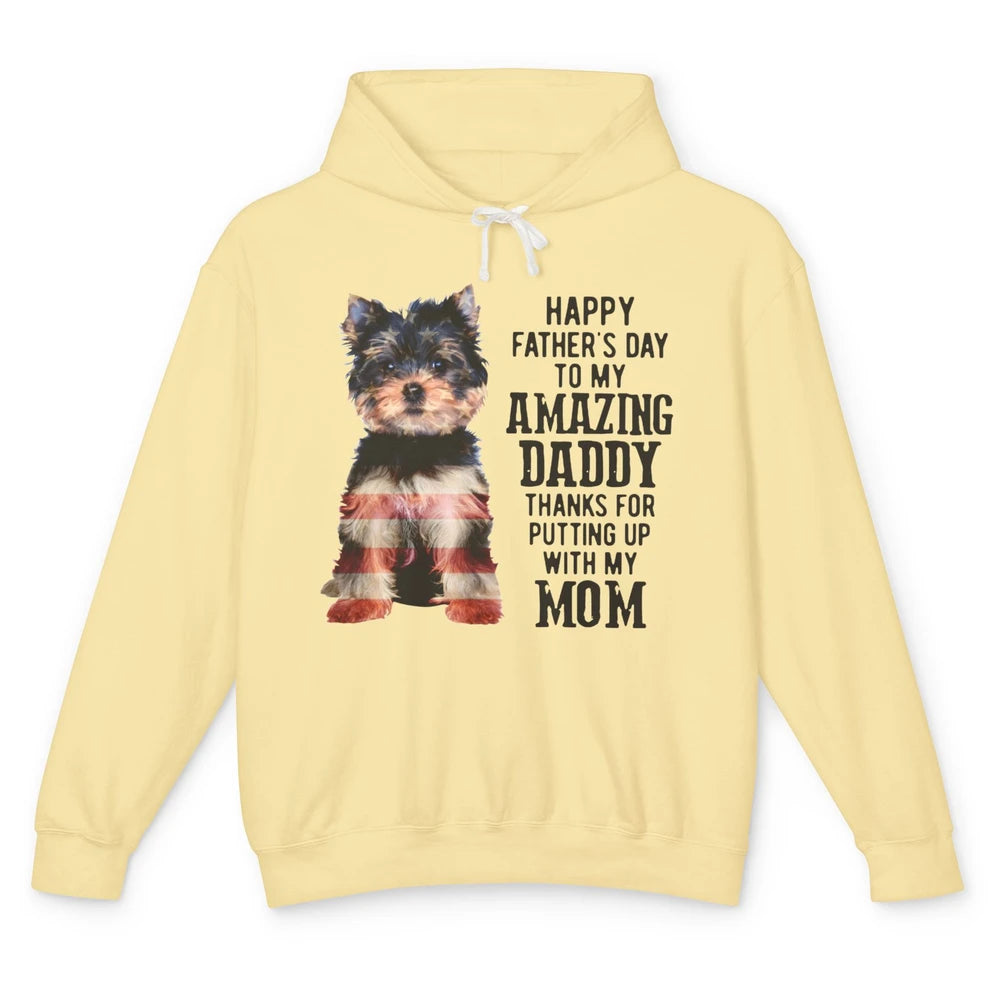 Yorkshire Terrier Fathers Day To My Amazing Dad Yorkie Lover Unisex Lightweight Hoodie