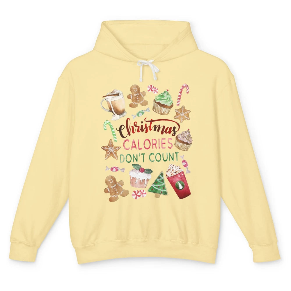 Funny Christmas Favorites Calories Dont Count Christmas Cake Unisex Lightweight Hoodie