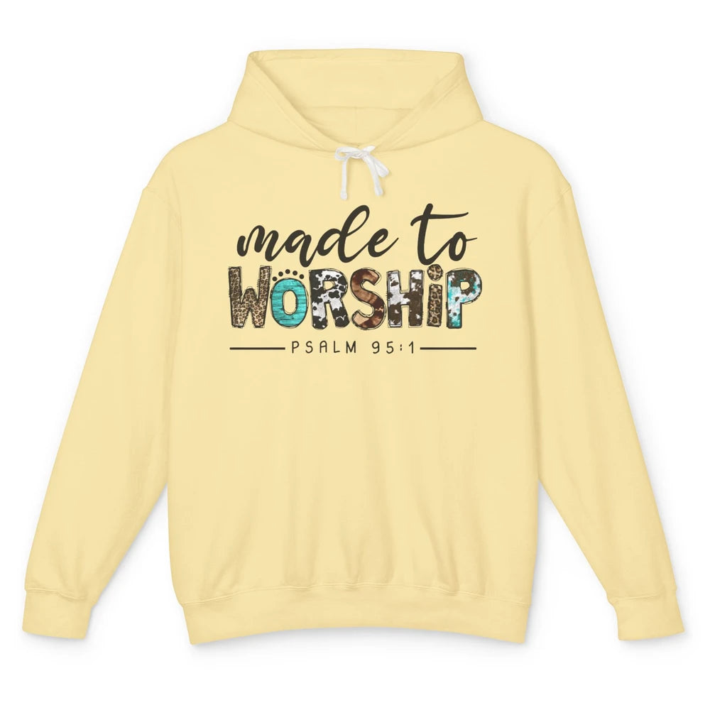 Leopard Made To Worship Bible Christian Western Country Unisex Lightweight Hoodie