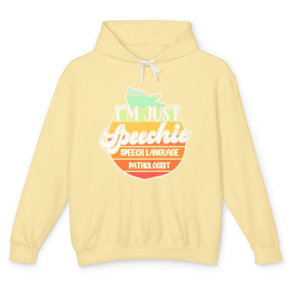 Just Speechie Peach Speech Language Pathologist Sped Retro Unisex Lightweight Hoodie