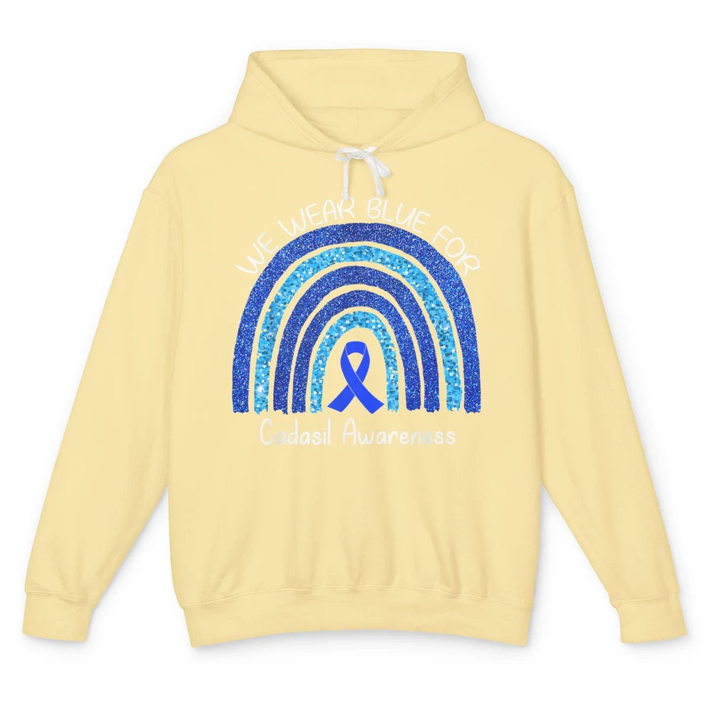 We Wear Blue Rainbow For Cadasil Awareness Month Blue Ribbon Unisex Lightweight Hoodie