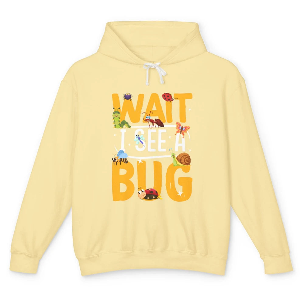 Wait I See A Bug Vintage Funny Insect Entomologist Insects Unisex Lightweight Hoodie