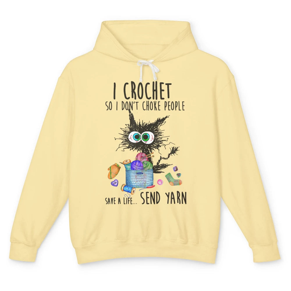 I Crochet So I Dont Choke People Cute Black Cat Knit Vintage Unisex Lightweight Hoodie