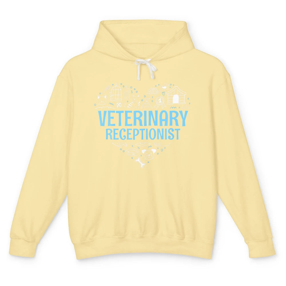 Veterinary Receptionist Vet Secretary Animal Pet Heart Love Unisex Lightweight Hoodie