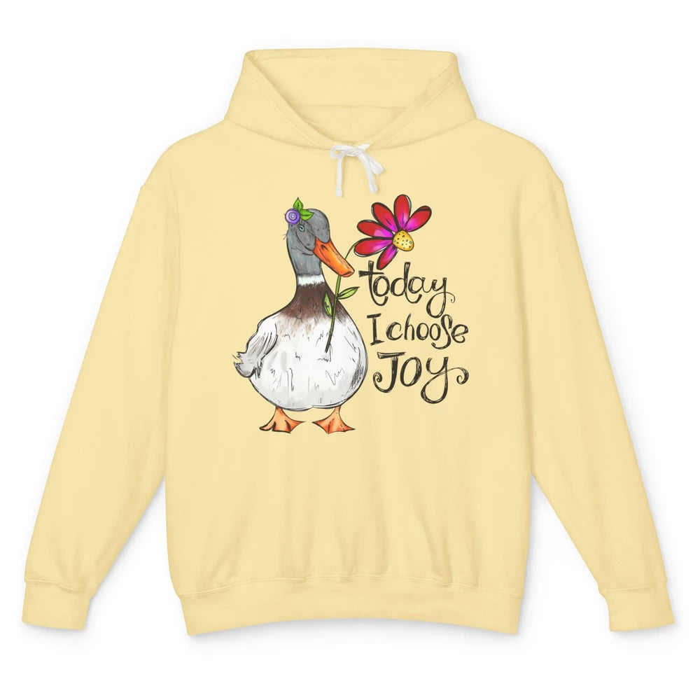 Christian Duck Today I Choose Joy Bible Verse Hand Drawn Unisex Lightweight Hoodie