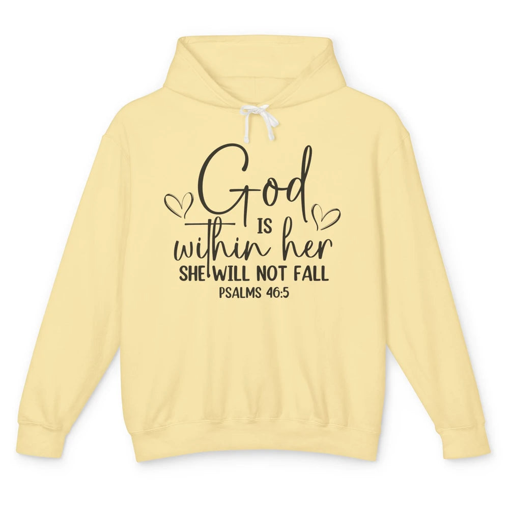 Christian God Is Within Her She Will Not Fall Bible Verse Unisex Lightweight Hoodie