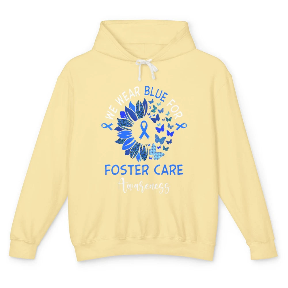 Foster Care Awareness Leopard Sunflower Adoption Blue Ribbon Unisex Lightweight Hoodie