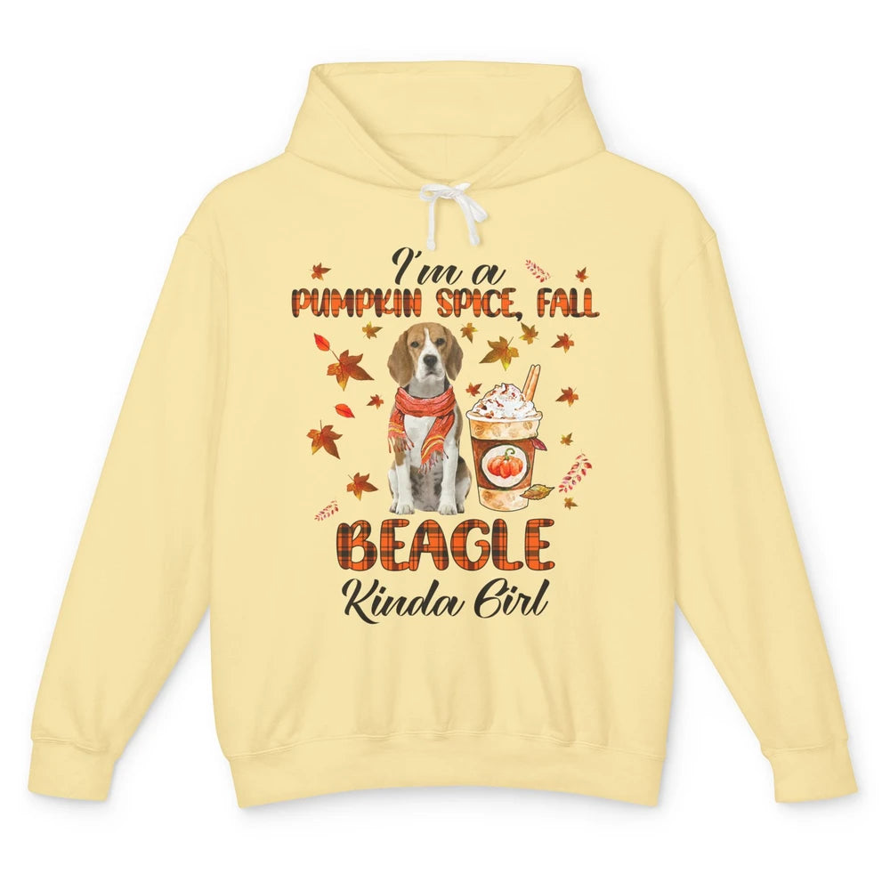 I'm A Pumpkin Spice Fall And Beagle Kinda Girl Fall Leaves Unisex Lightweight Hoodie