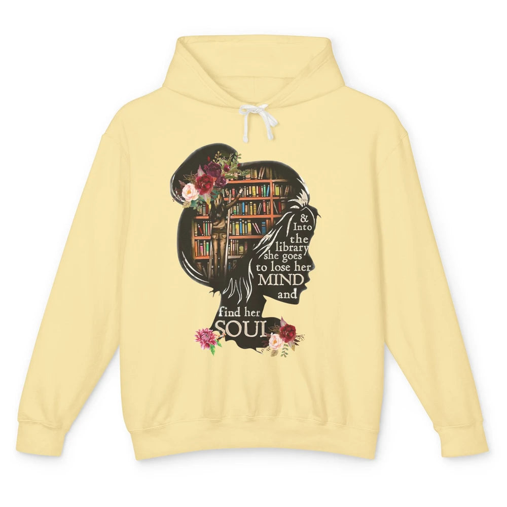 Bookish Into The Library She Goes Booknerd Reading Librarian Unisex Lightweight Hoodie