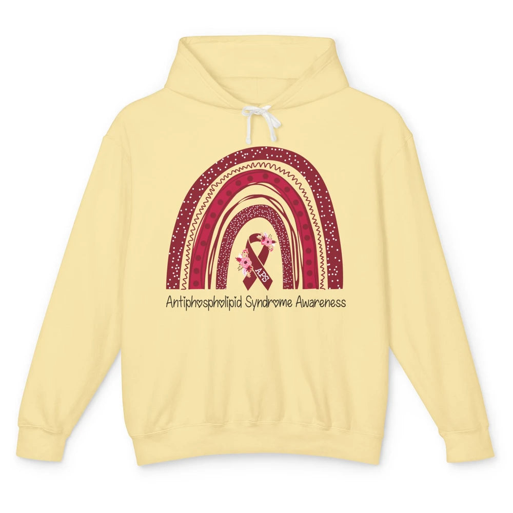 Antiphospholipid Syndrome Awareness APS Burgundy Rainbow Unisex Lightweight Hoodie