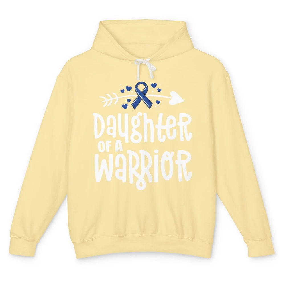 Warrior Daughter Colon Cancer Colorectal Dark Blue Ribbon Unisex Lightweight Hoodie