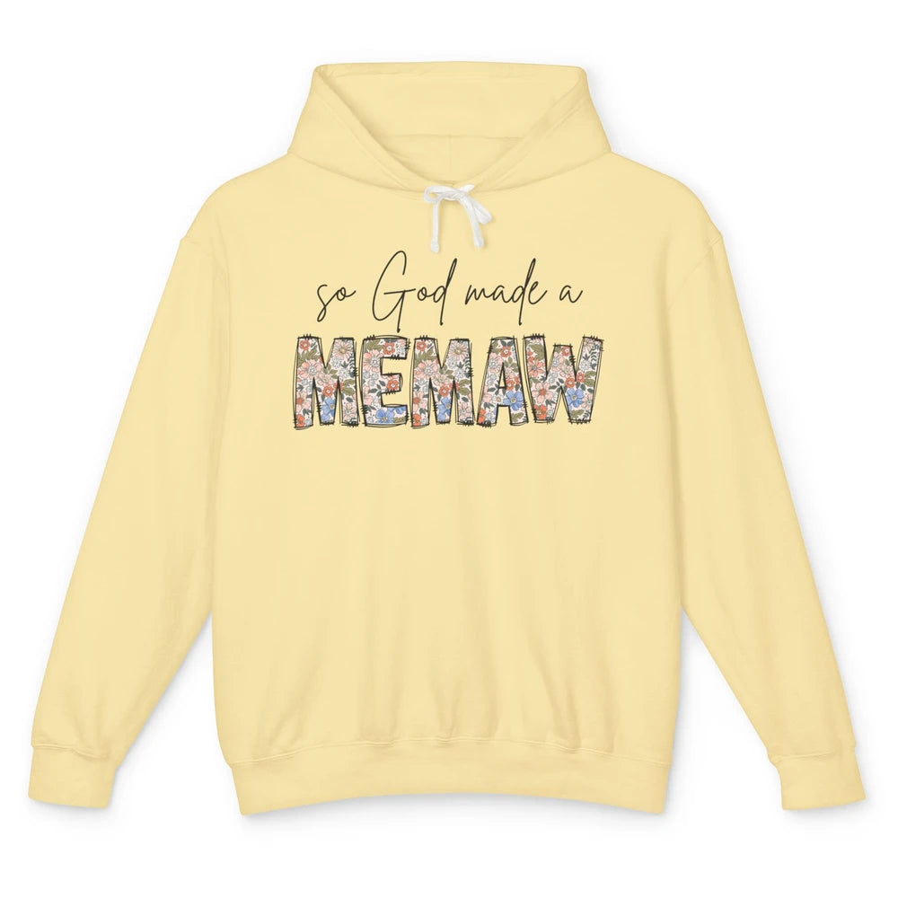 Floral Boho So God Made A Memaw Grandmother Mothers Day Unisex Lightweight Hoodie