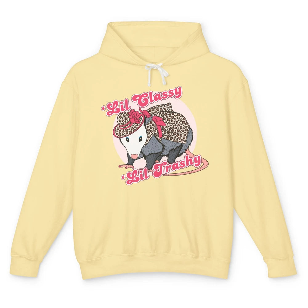 Leopard Possum Lil Classy Lil Trashy Possum Sarcastic Unisex Lightweight Hoodie