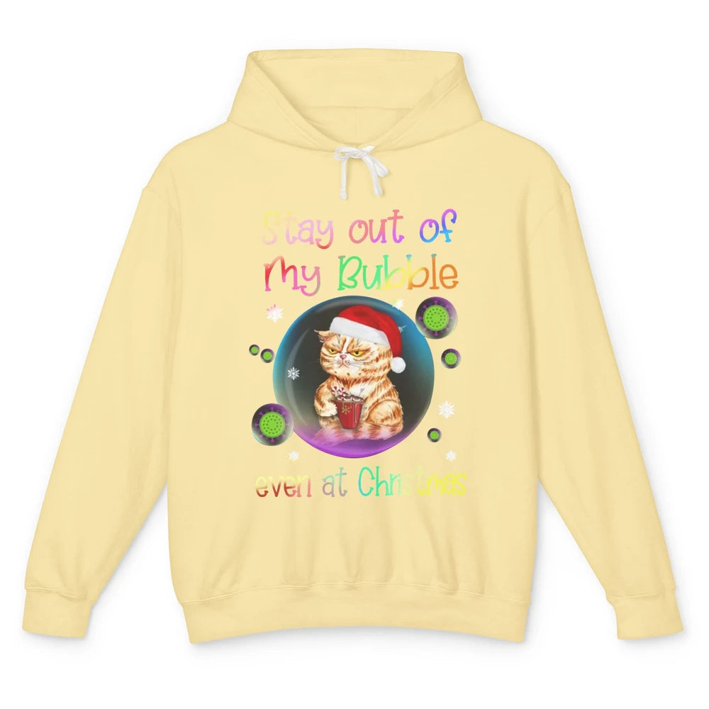 Funny Santa Cat Stay Out Of My Bubble Even At Christmas Unisex Lightweight Hoodie