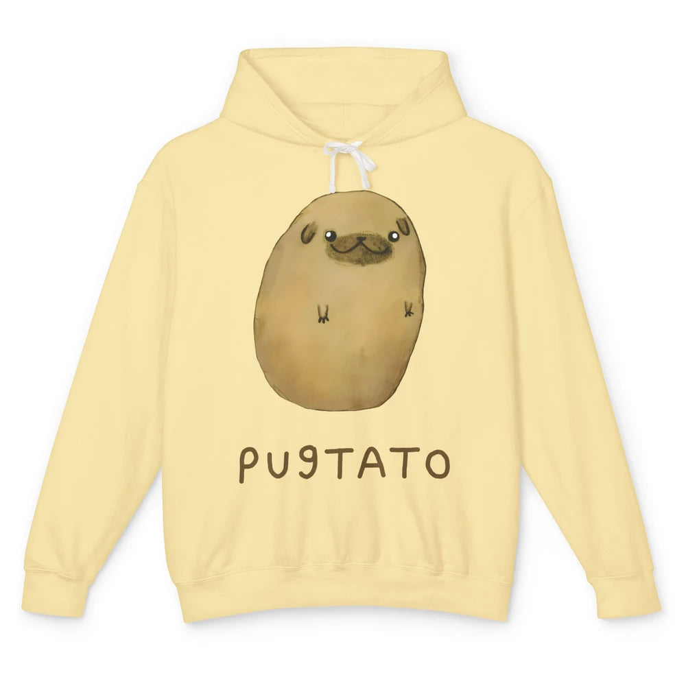 Funny Pug And Potato Pugtato Parody Pug Mom Dog Lady Gift Unisex Lightweight Hoodie