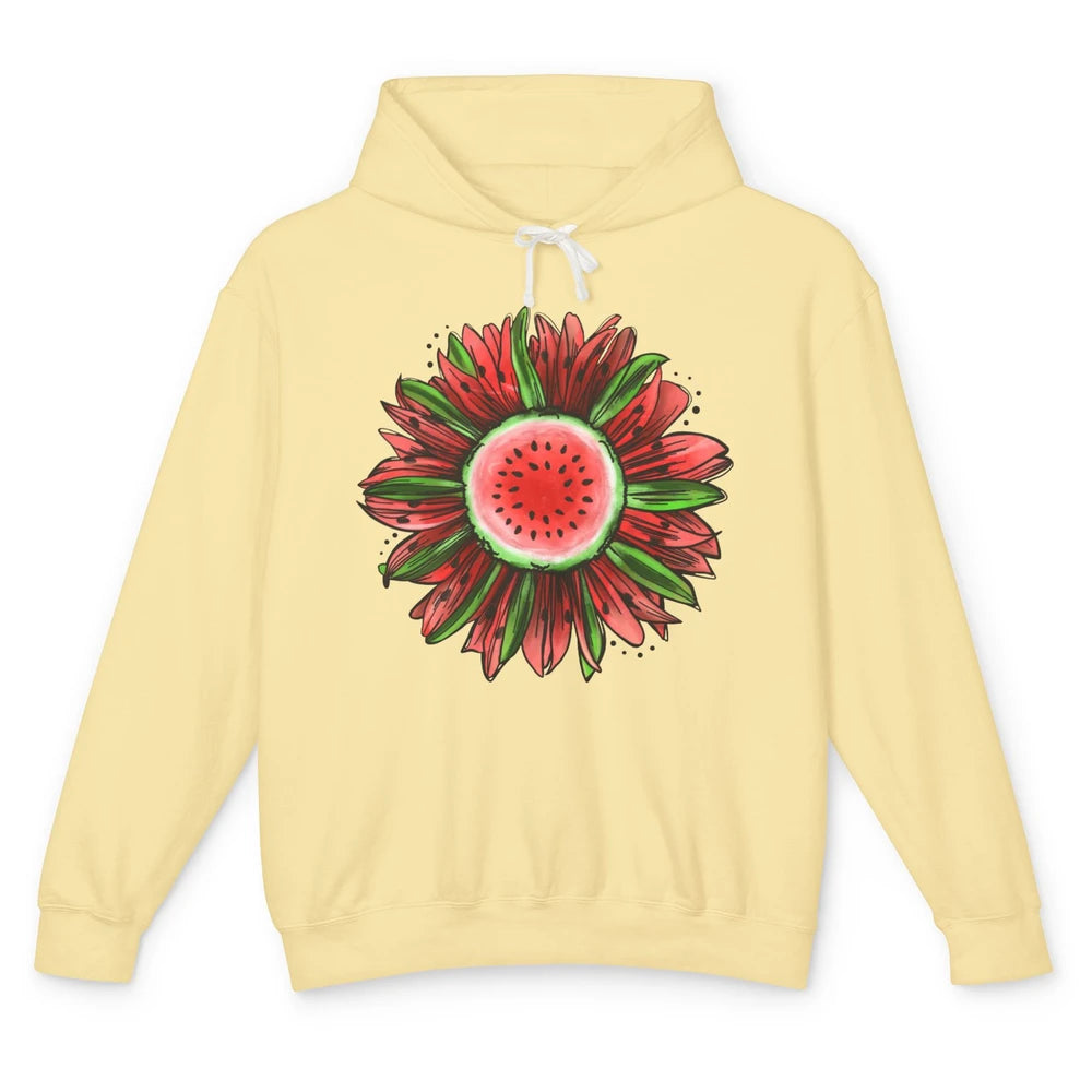 Watermelon Sunflower Summer Peace Love Watermelon Lover Gift Unisex Lightweight Hoodie