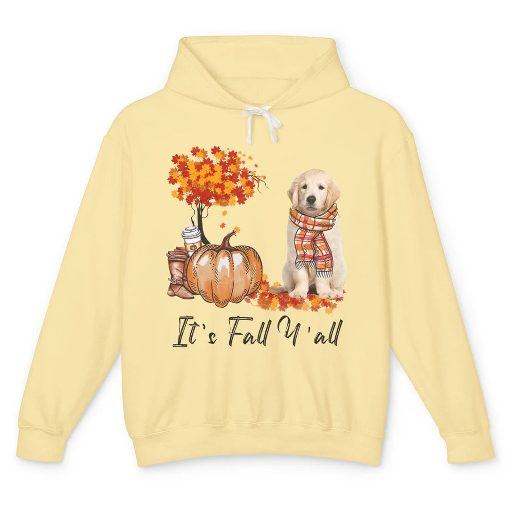 Golden Retriever Pumpkin Happy Fall Yall Autumn Thanksgiving Unisex Lightweight Hoodie