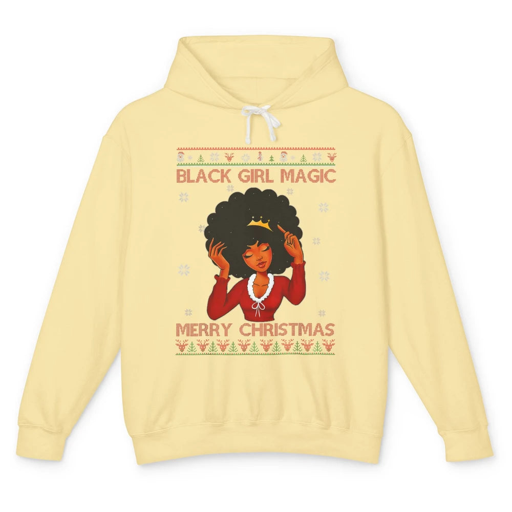 Ugly African Girl American Melanin Christmas Santa Hat Afro Unisex Lightweight Hoodie