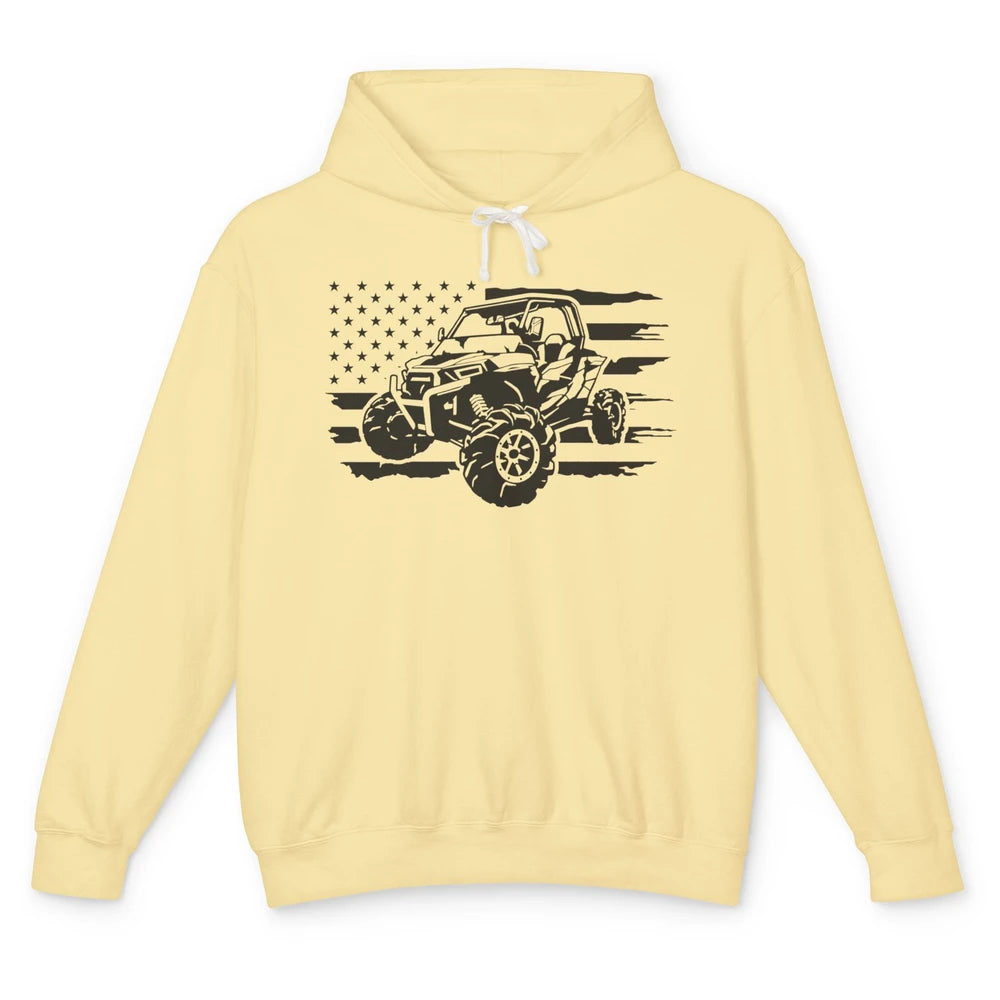 Retro US Flag ATV Side By Side Rider UTV Offroad SXS Life Unisex Lightweight Hoodie