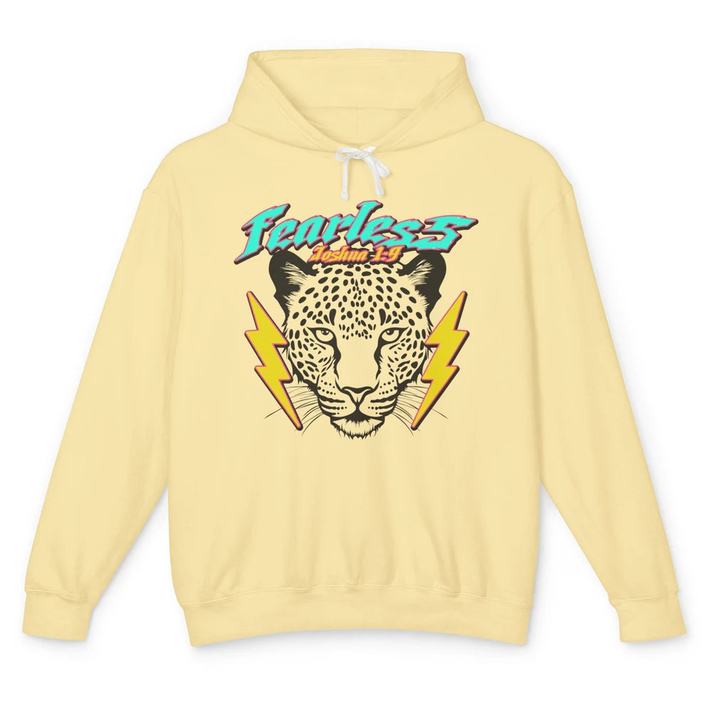 Christian Cheetah Fearless Bible Lightning Bolt Religious Unisex Lightweight Hoodie