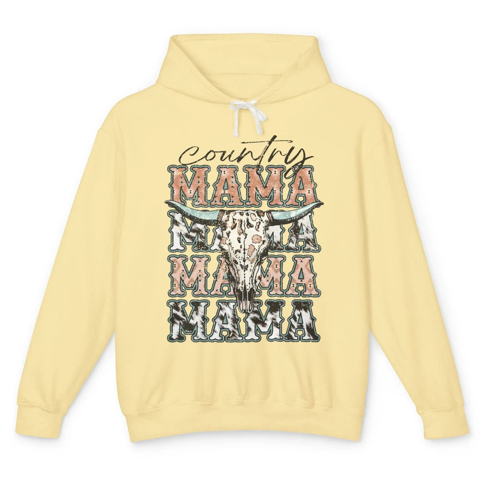 Leopard Boho Bull Skull Country Mama Desert Spirit Western Unisex Lightweight Hoodie