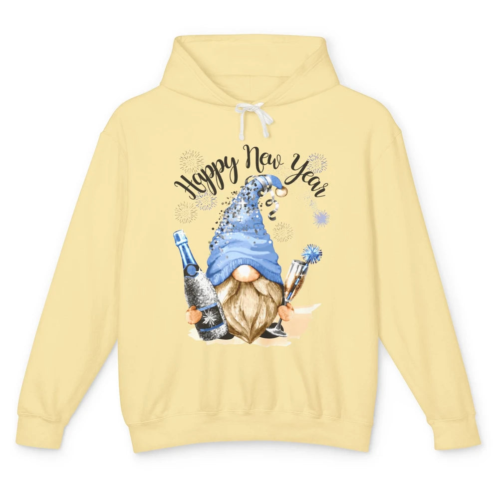 Happy New Year Gnome Champagne New Year Eve Cheer Gnomies Unisex Lightweight Hoodie