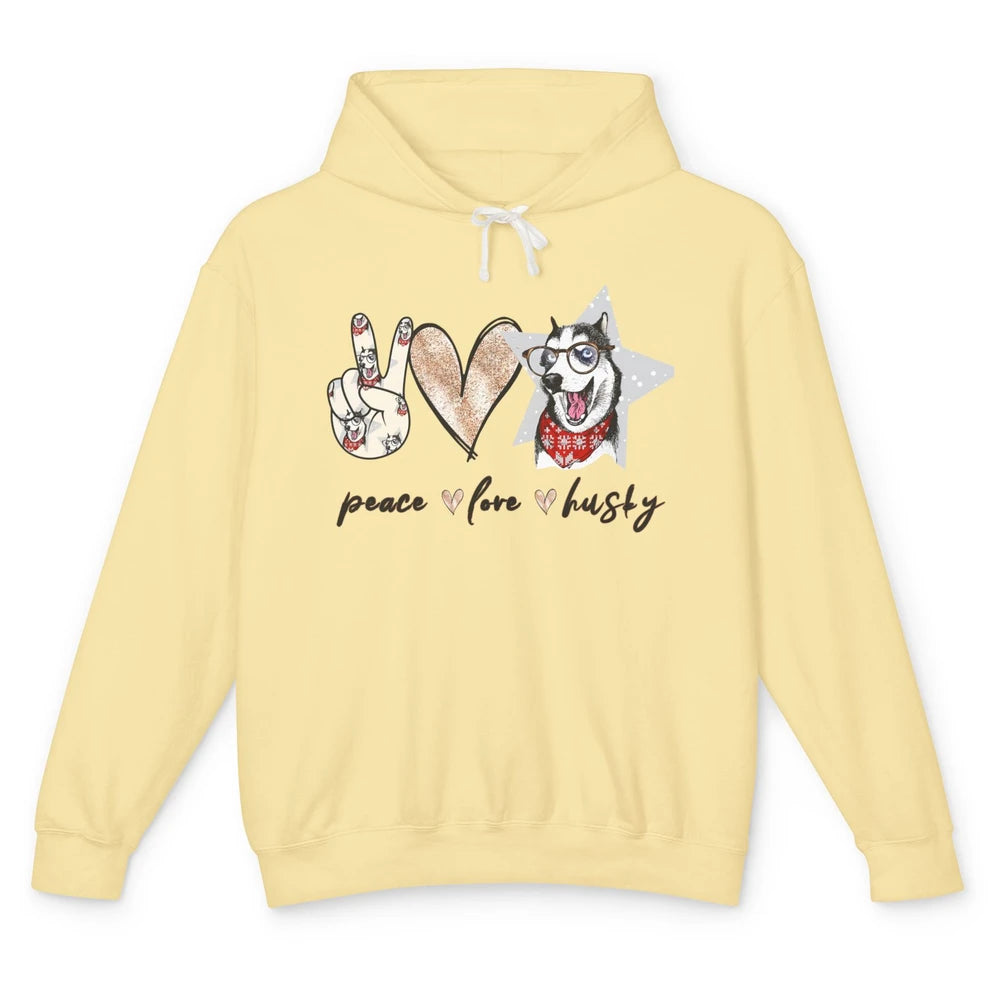 Peace Love Husky Funny Siberian Husky Mom Dog Lovers Gift Unisex Lightweight Hoodie