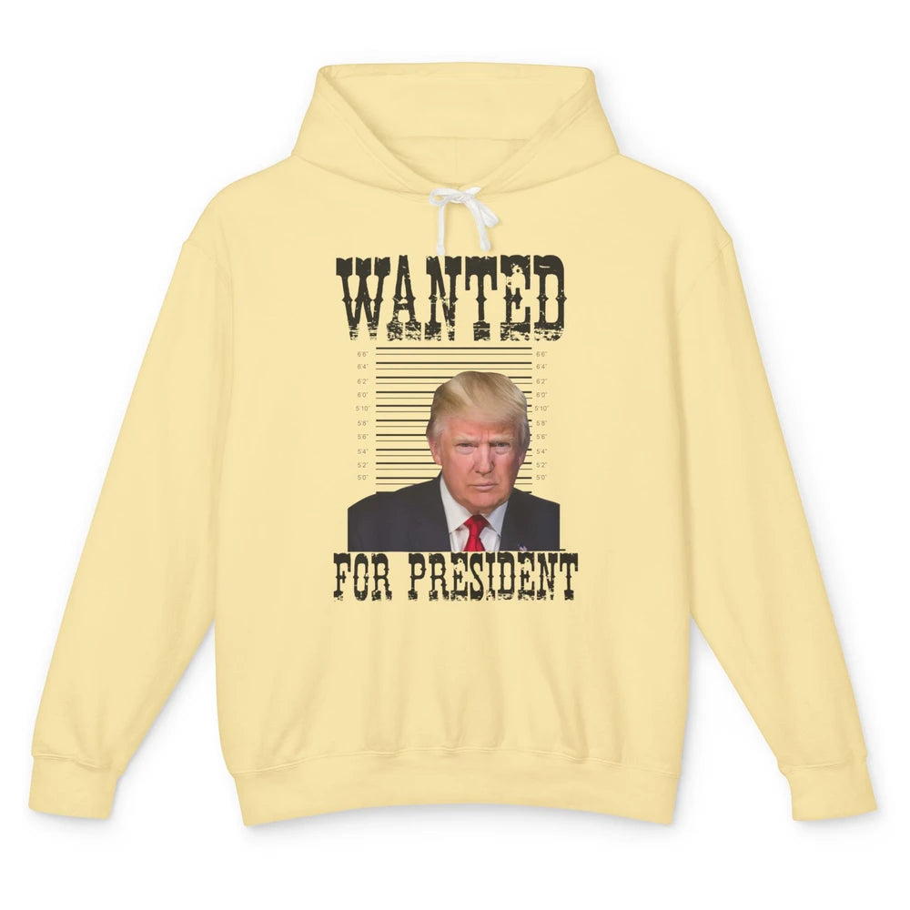 Wanted For President Support Trump 2024 Back Anti Biden Unisex Lightweight Hoodie