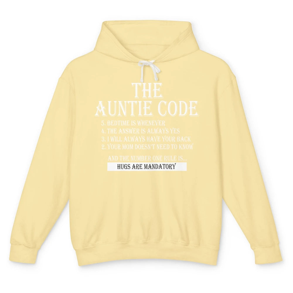 Funny The Auntie Code Rule New Aunt Life Birthday Bestie Unisex Lightweight Hoodie