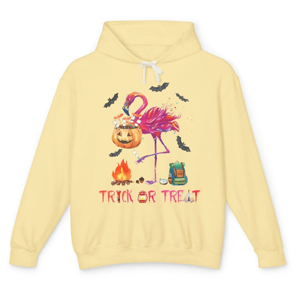 Flamingo Trick or Treat Halloween Camping Lovers Gift Unisex Lightweight Hoodie