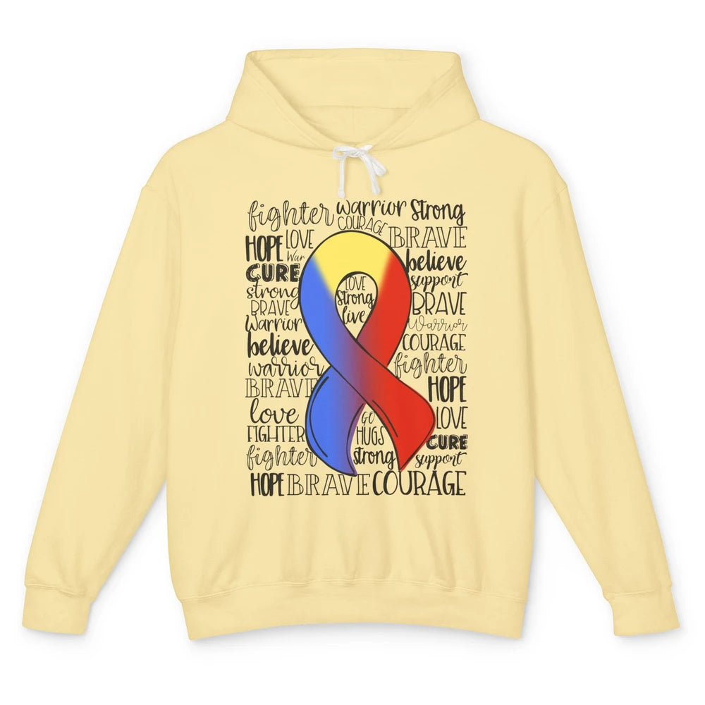 Thoracic Outlet Syndrome Awareness Blue Red Ribbon Hope Love Unisex Lightweight Hoodie