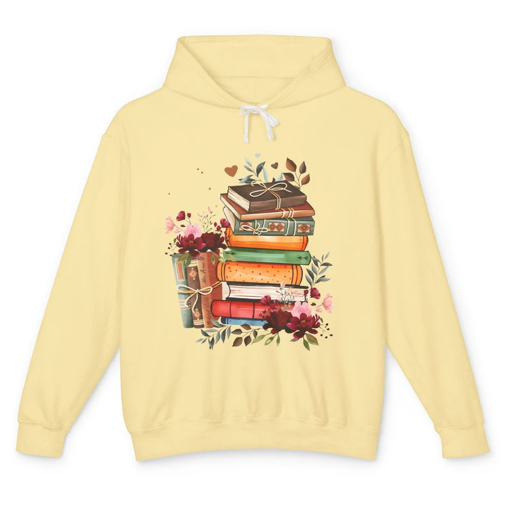 Books Floral Librarian Book Wildflower Bookworm Book Lovers Unisex Lightweight Hoodie