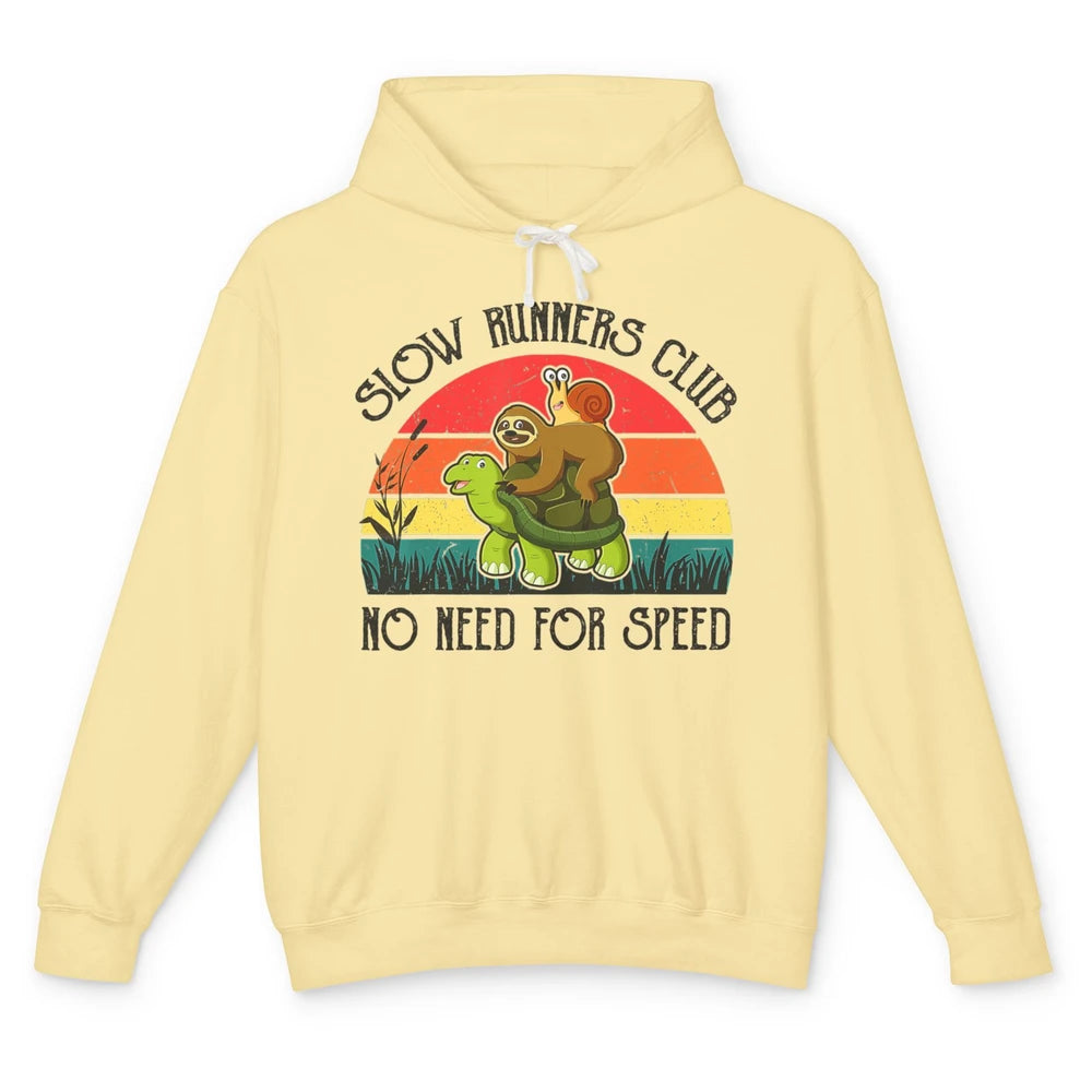 Funny Slow Runners Club Snail Riding Turtle Pun Animal Snail Unisex Lightweight Hoodie