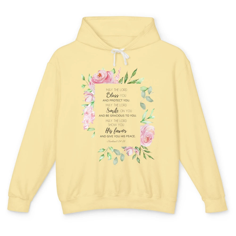 Floral Christian Belief May The Lord Bless You Bible Verse Unisex Lightweight Hoodie