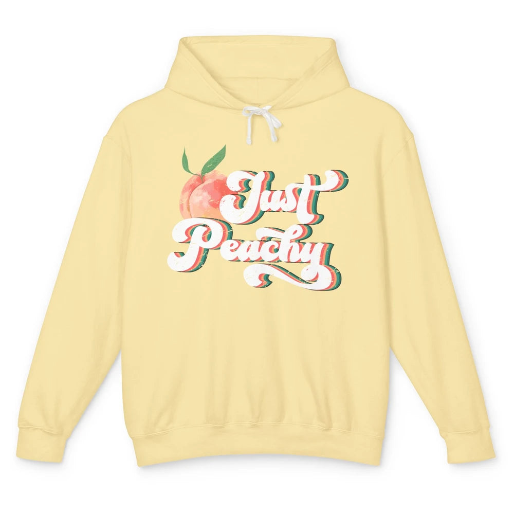 Just Peachy Retro 70s Georgia Peaches Summer Fruit Sarcastic Unisex Lightweight Hoodie