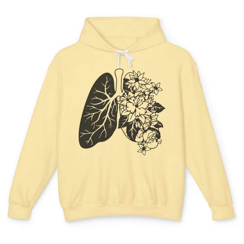 Anatomical Lungs Floral Breathe Respiratory Therapy RT Unisex Lightweight Hoodie