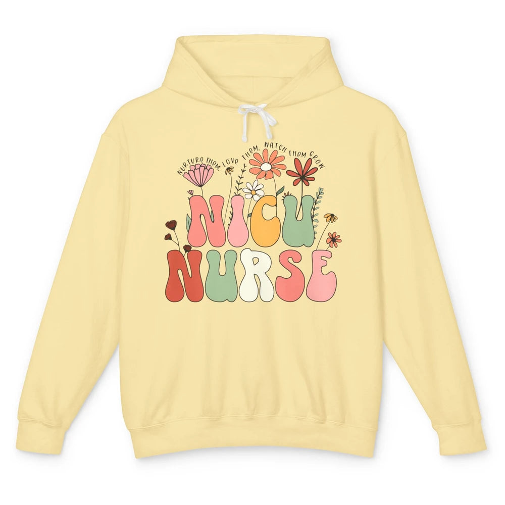 NICU Nurse Wildflower Neonatal Nurse Baby Nurse Appreciation Unisex Lightweight Hoodie