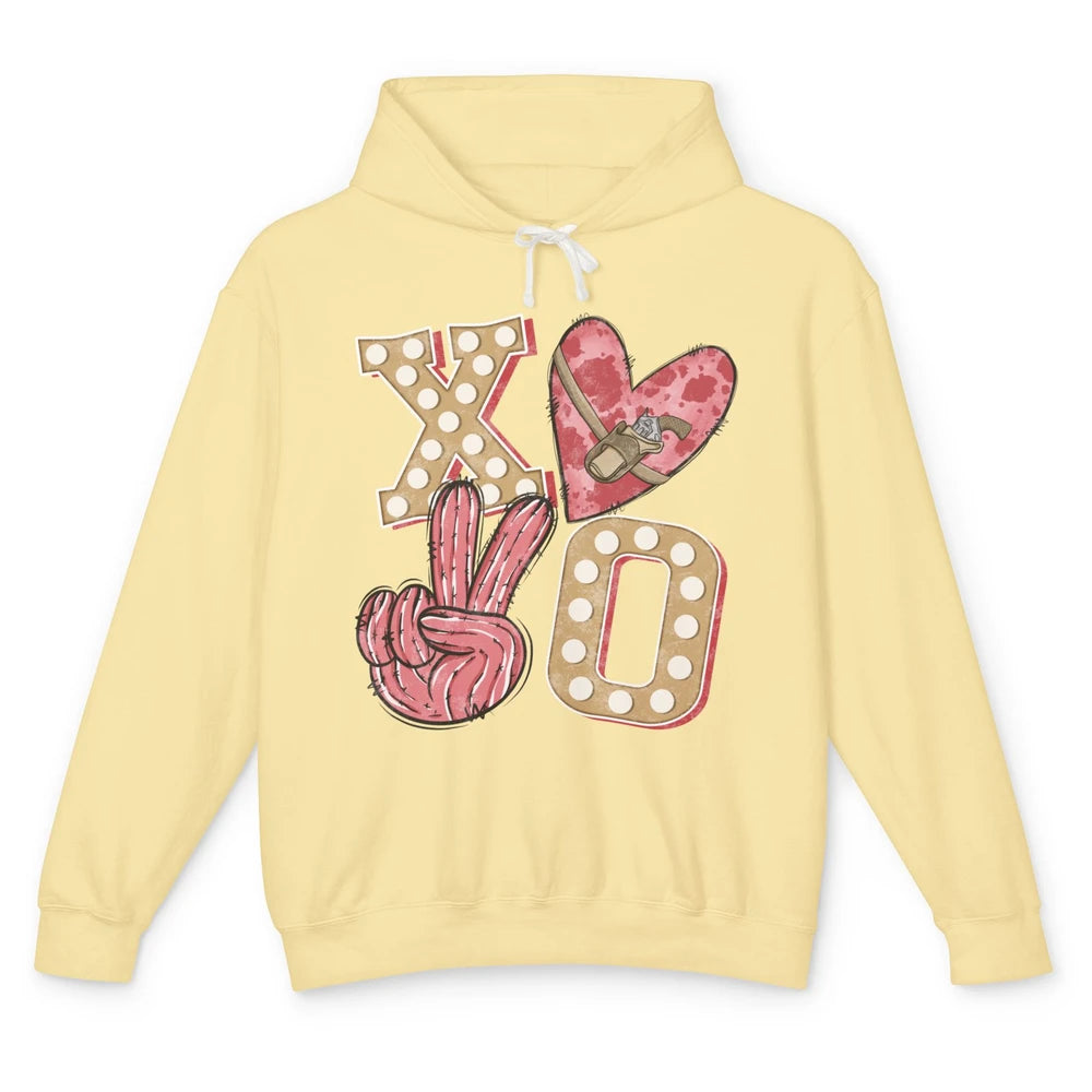 XOXO Hugs And Kisses Leopard Heart Cowboy Love Rodeo Western Country Unisex Lightweight Hoodie