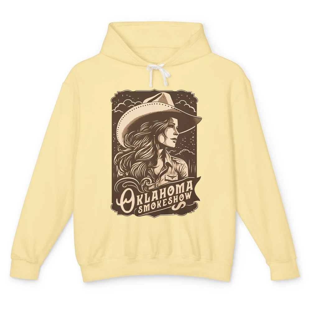 Retro Cowgirl Oklahoma Smokeshow Western Country Small Town Unisex Lightweight Hoodie