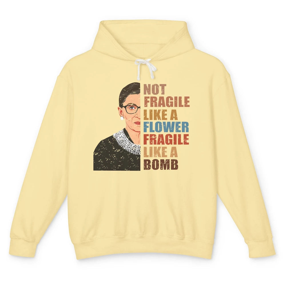 Retro Notorious RBG Fragile Like A Bomb Feminist Women Right Unisex Lightweight Hoodie