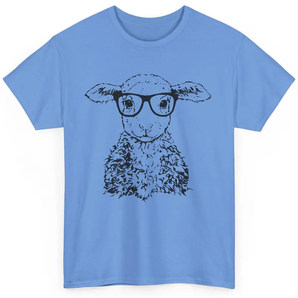 Cute Sheep Glasses Nerdy Farm Animal Hipster Sheep Lovers Classic Unisex T-Shirt