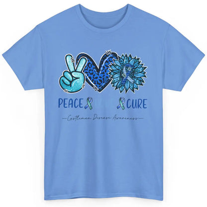 Castleman Disease Awareness Blue Ribbon Peace Love Cure Classic Unisex T-Shirt