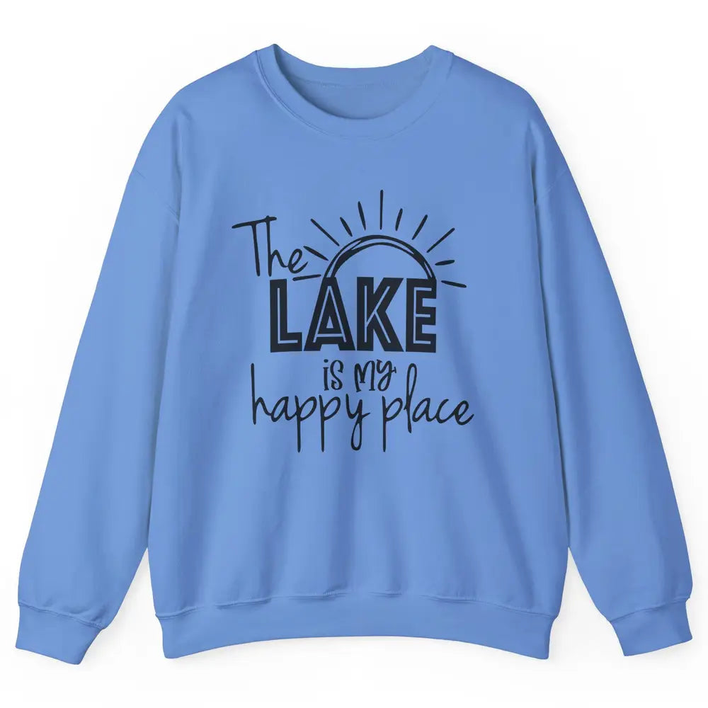 The Lake Is My Happy Place Summer Sunrays Lake Days Kayaking Unisex Crewneck Sweatshirt