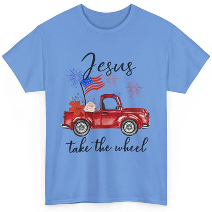 4th Of July Jesus Take The Wheel Red Truck Watercolor God Classic Unisex T-Shirt